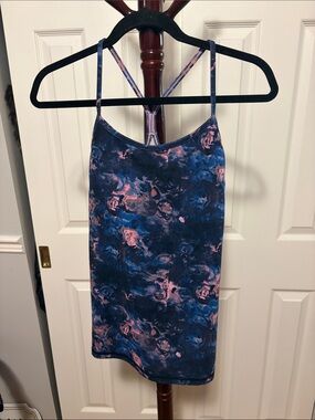Lululemon Blue and Pink Floral Strappy Tank